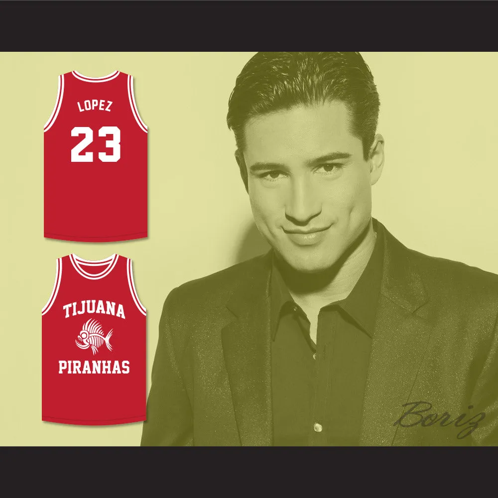 Mario Lopez 23 Tijuana Piranhas Red Basketball Jersey Mexican Expansion Team