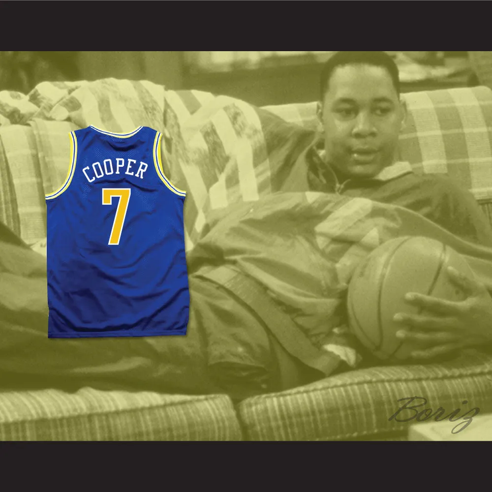 Mark Cooper 7 Pro Career Blue Basketball Jersey Hangin with Mr. Cooper
