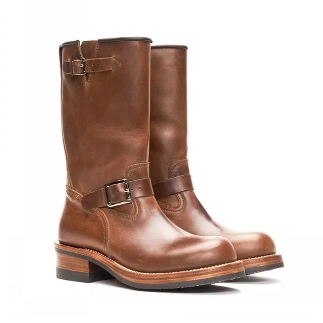 Men Vintage High Top  Motorcycle Long Boots