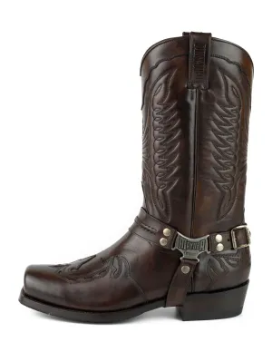 Men's Biker Motard Boots 2471 Handmade Dark Brown Leather