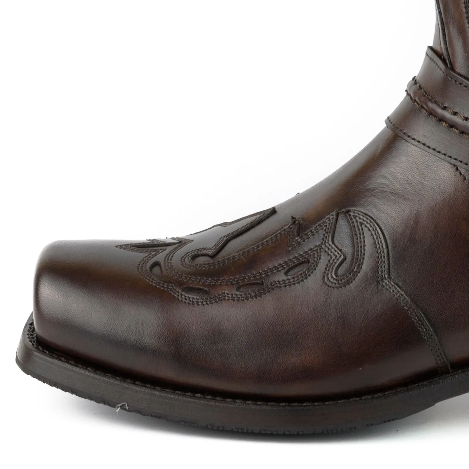 Men's Biker Motard Boots 2471 Handmade Dark Brown Leather