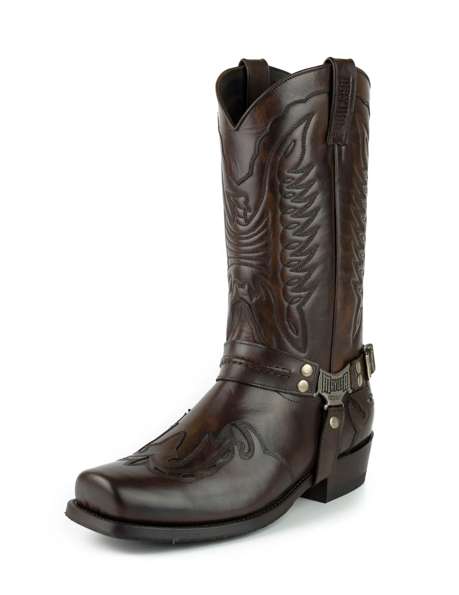 Men's Biker Motard Boots 2471 Handmade Dark Brown Leather