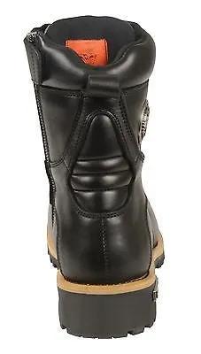 MEN'S GENUINE LEATHER MOTORCYCLE LACE TO TOE BOOT WITH SIDE ZIPPER THICK LEATHER