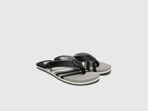 Men's Grey & Black Striped Thong Flip-Flops