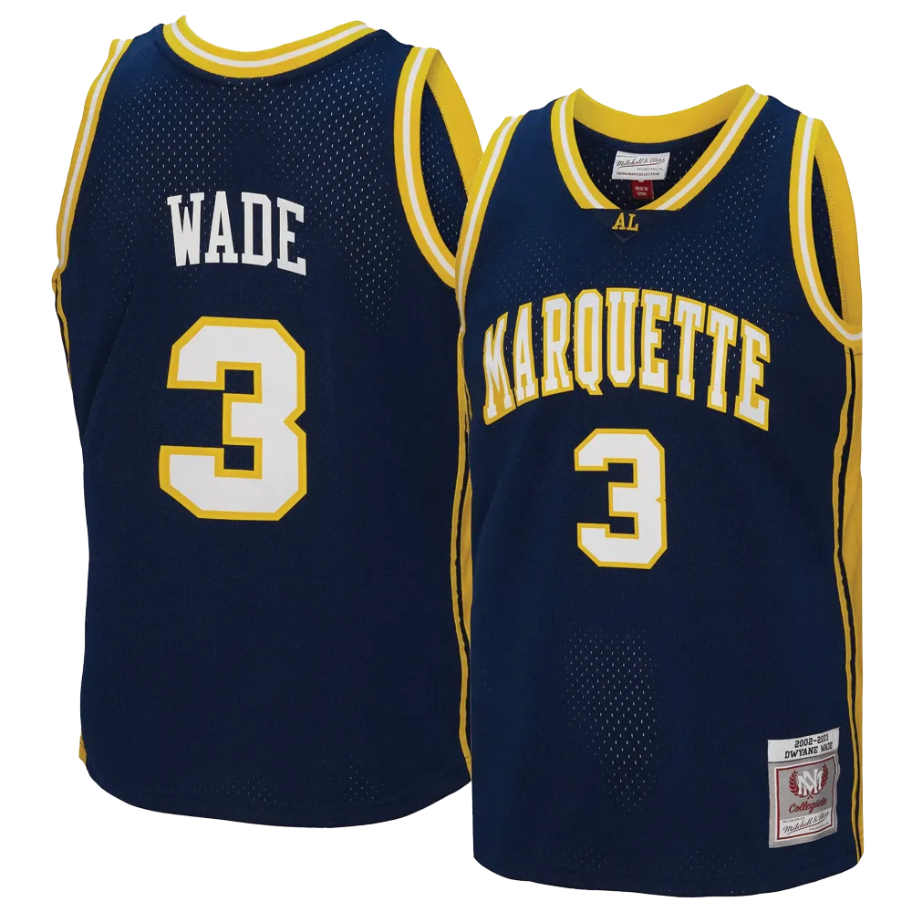 Men's Mitchell & Ness Men's Marquette Golden Eagles Dwyane Wade #3 Blue 2002-03 Swingman Throwback Jersey