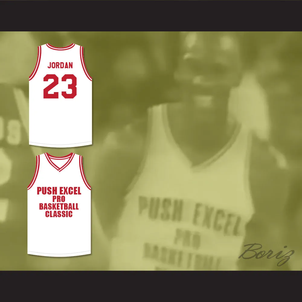 Michael Jordan 23 Push Excel Pro Basketball Classic White Basketball Jersey 1988 Charity Event
