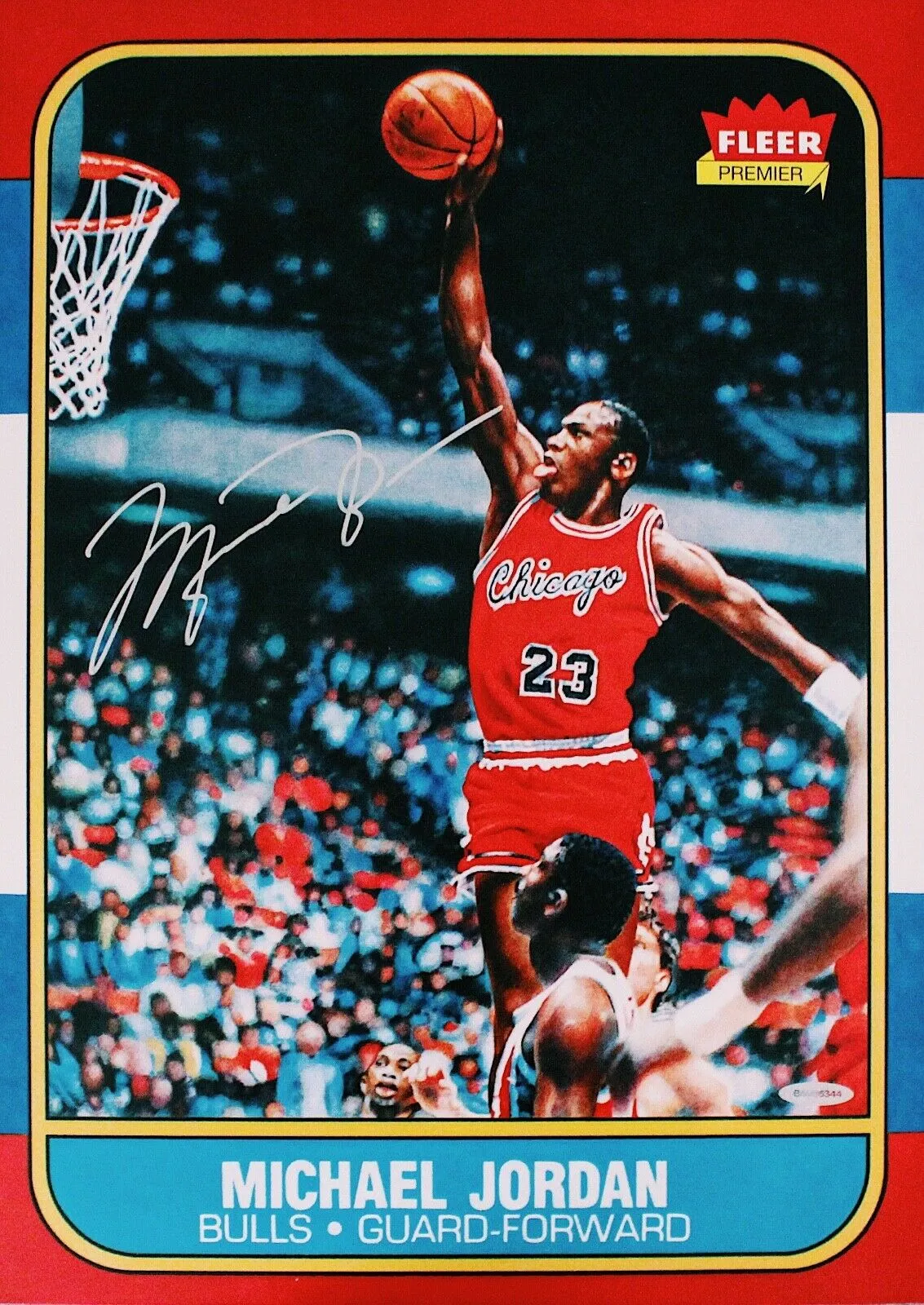 Michael Jordan Chicago Bulls Signed 1986 Fleer Blow Up Autograph 16x20 Photo UDA