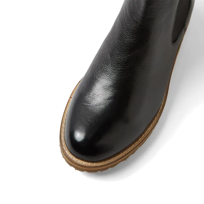 MICHOLS W - BLACK LEATHER - NATURAL HEEL