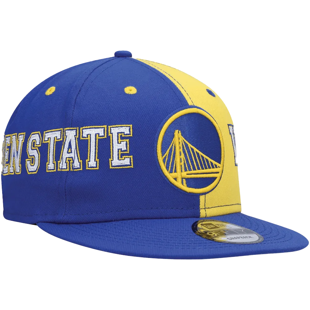 New Era Men's Golden State Warriors Royal/Gold Team Split 9Fifty Snapback Hat