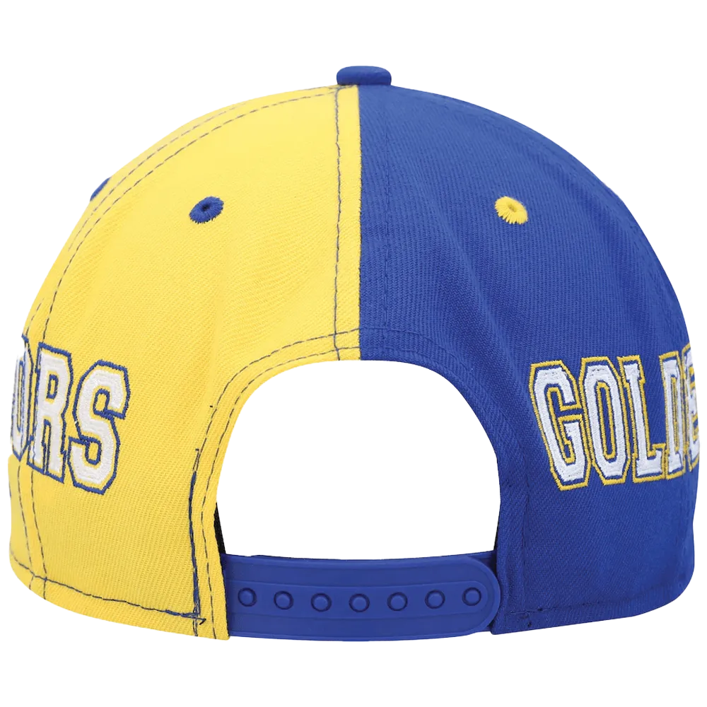 New Era Men's Golden State Warriors Royal/Gold Team Split 9Fifty Snapback Hat