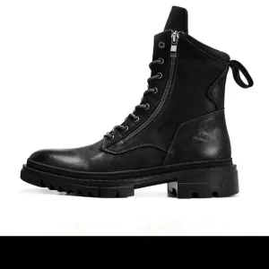 Nice Boots Men Retro Genuine Leather Motorcycle Mid-calf Boots Cool Man Work Safety Fashion Winter Shoes US Size 10