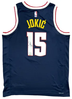 Nikola Jokic Denver Nuggets Signed Navy Nike Icon Swingman Jersey BAS Beckett