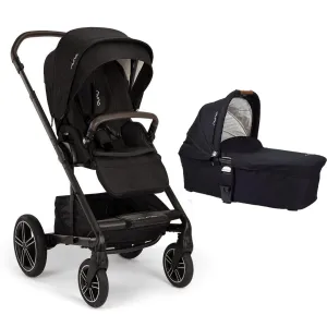 Nuna MIXX Next Pushchair & Carrycot - Caviar (Chocolate & Tan Leatherette)