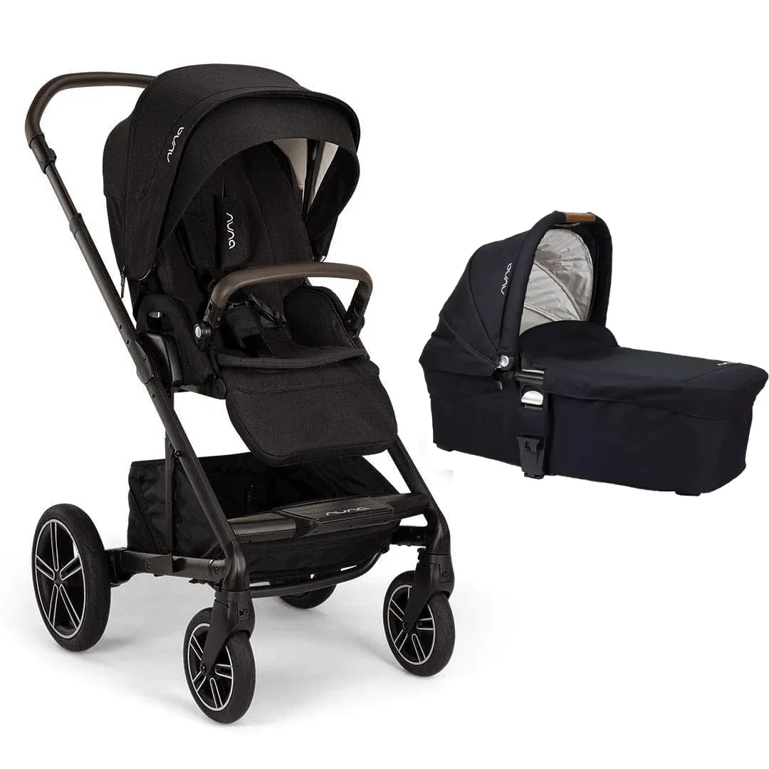 Nuna MIXX Next Pushchair & Carrycot - Caviar (Chocolate & Tan Leatherette)