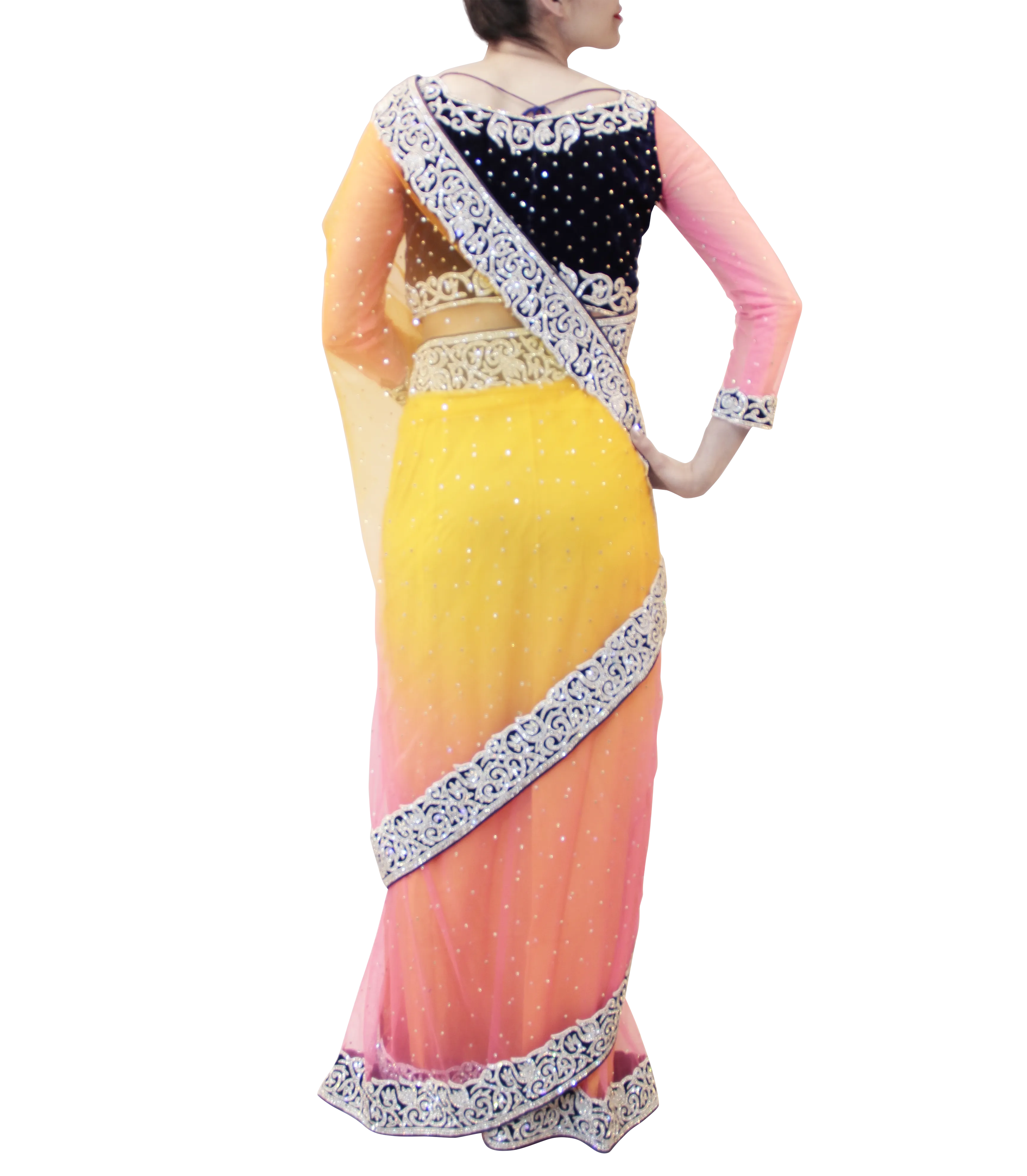 ORANGE AND PINK SAREE