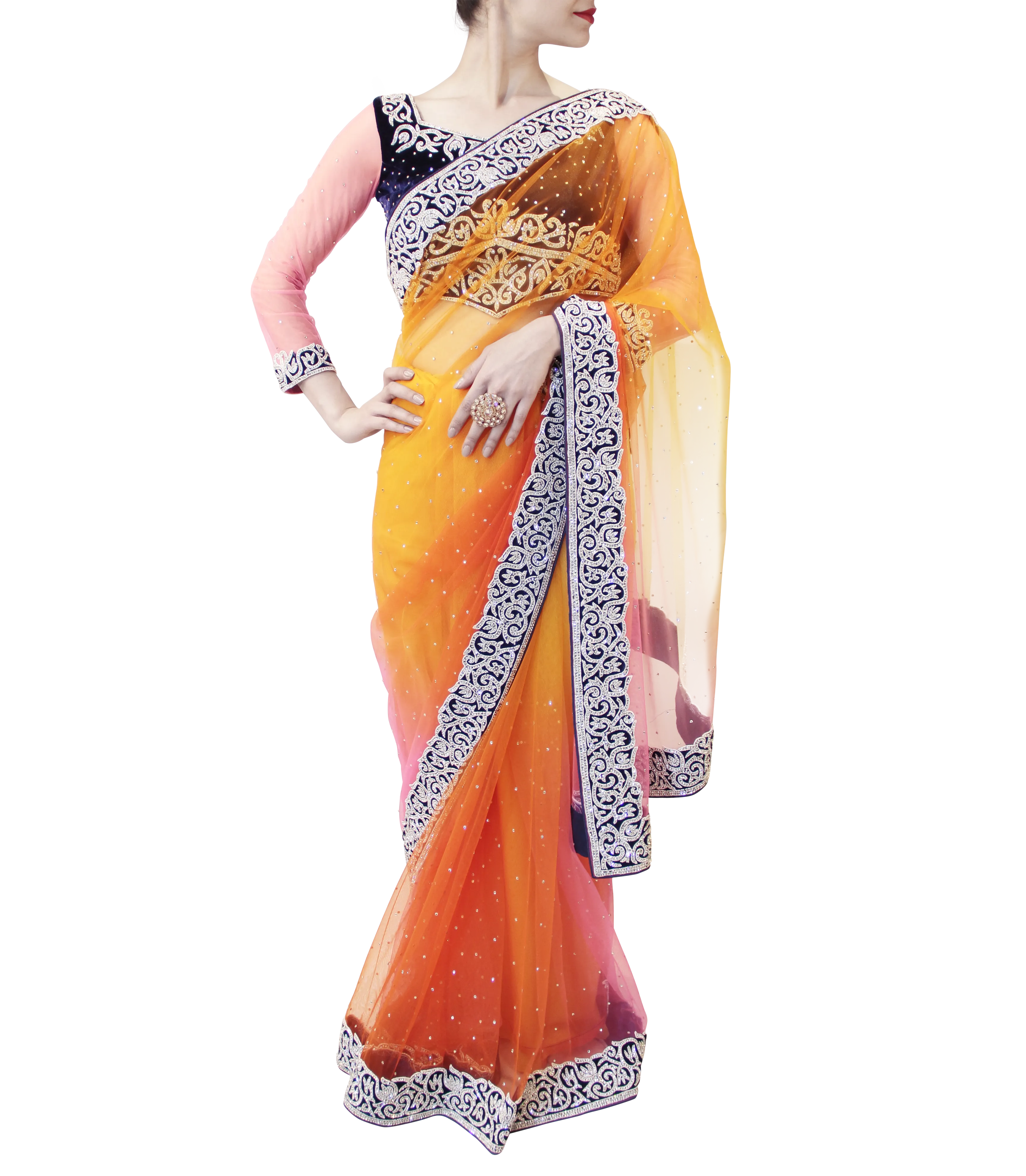 ORANGE AND PINK SAREE