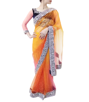 ORANGE AND PINK SAREE