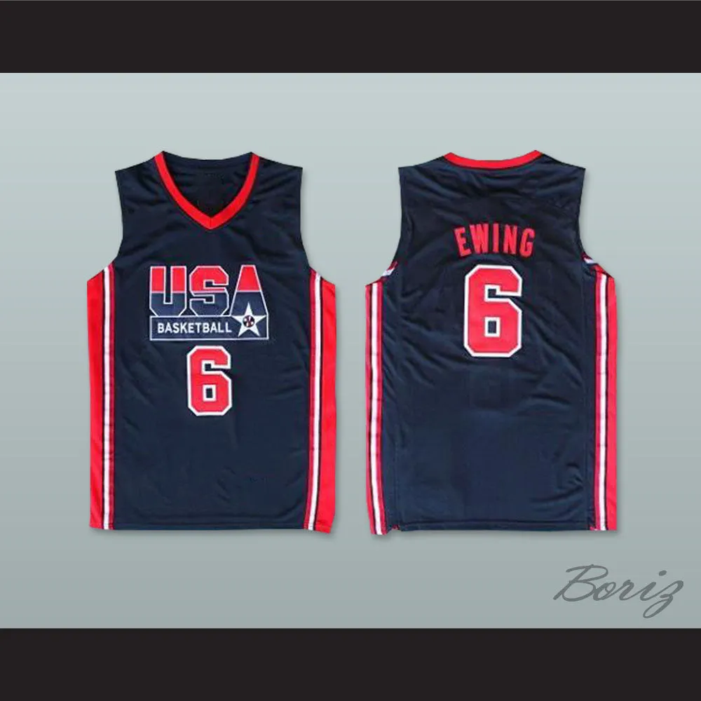 Patrick Ewing 6 USA Team Away Basketball Jersey