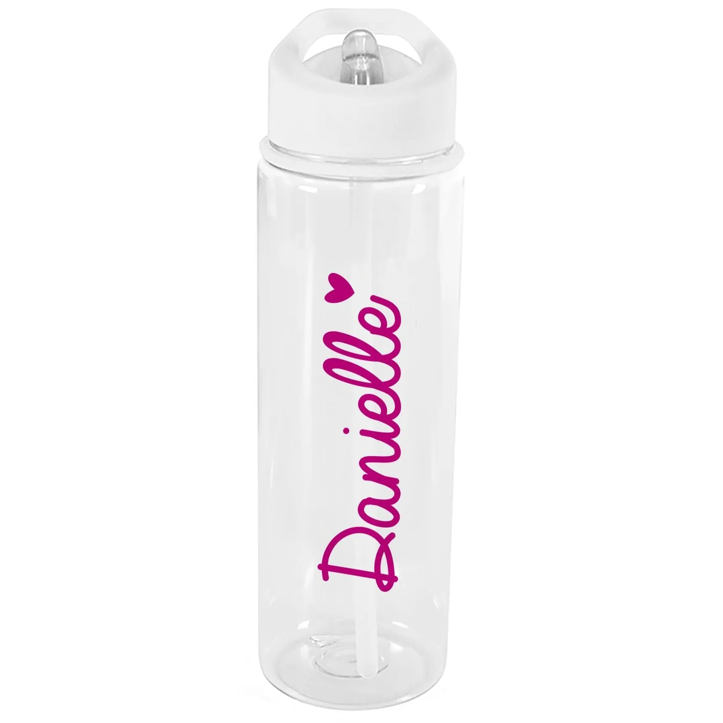Pink Heart Transparent Water Bottle