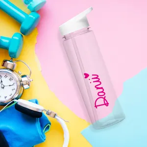 Pink Heart Transparent Water Bottle