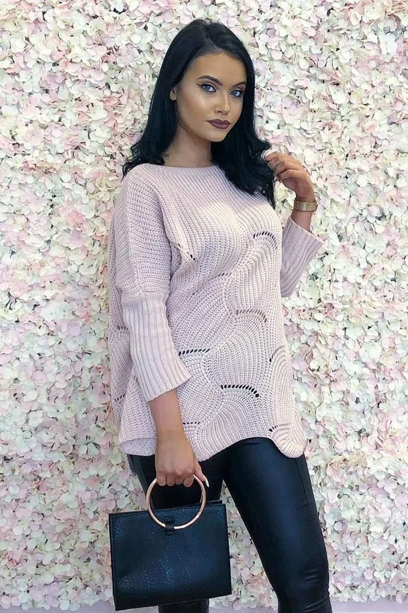 Pink Scallop Hem Knit Jumper - Elyssa