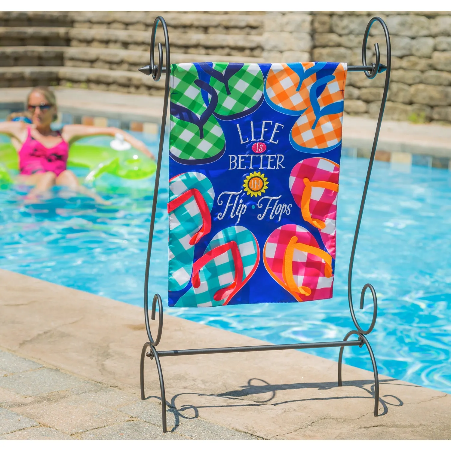 Plaid Flip Flops Garden Applique Flag,169146