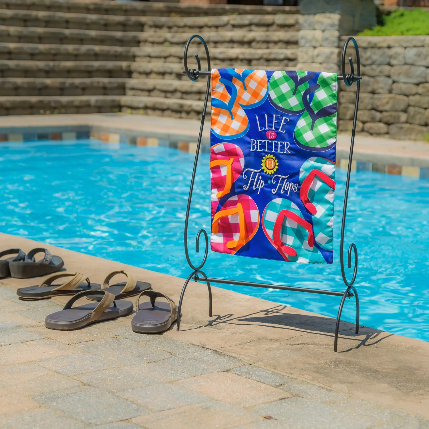 Plaid Flip Flops Garden Applique Flag,169146