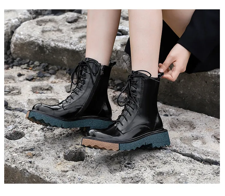 Platform Motorcycle Boots Street Style