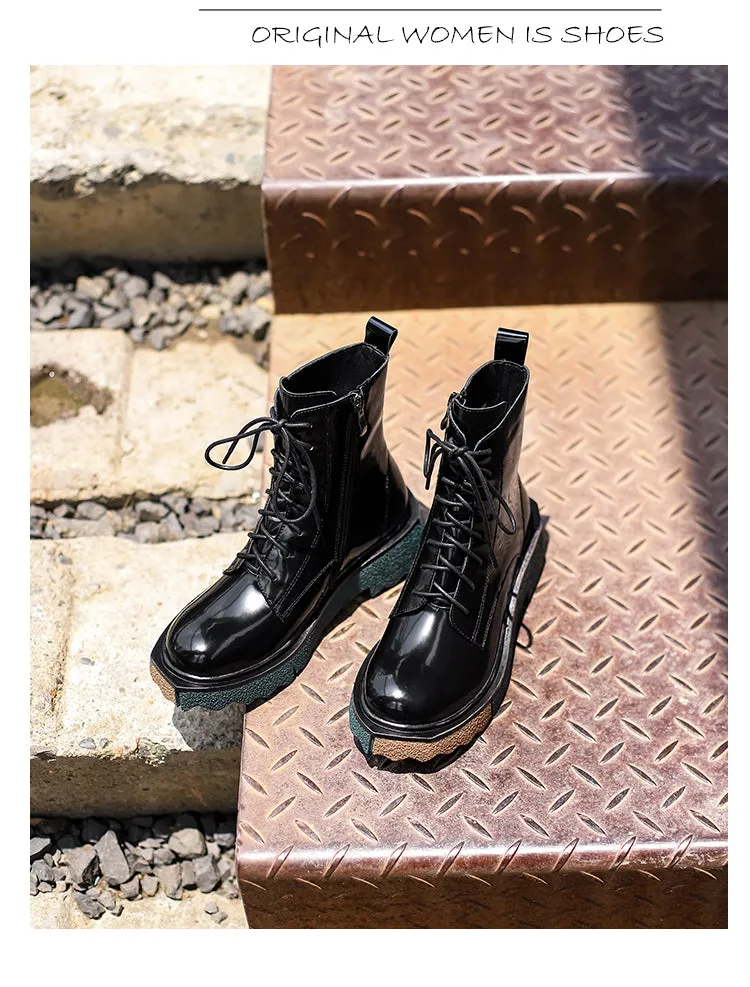 Platform Motorcycle Boots Street Style