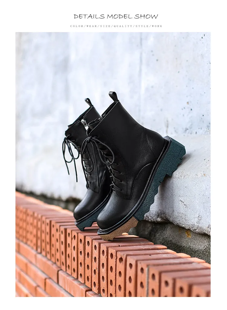 Platform Motorcycle Boots Street Style