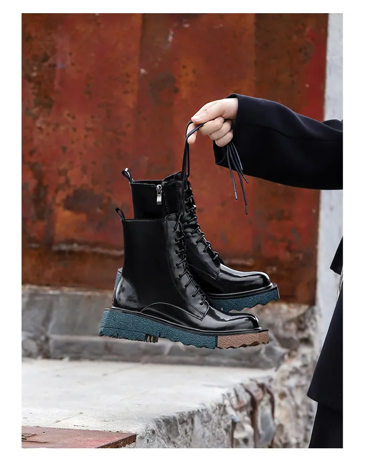 Platform Motorcycle Boots Street Style