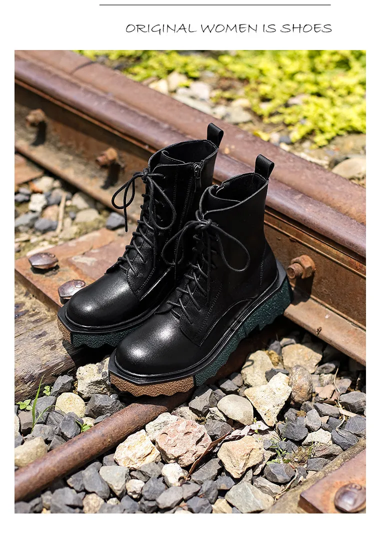 Platform Motorcycle Boots Street Style