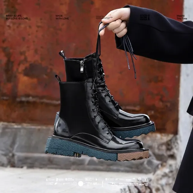 Platform Motorcycle Boots Street Style