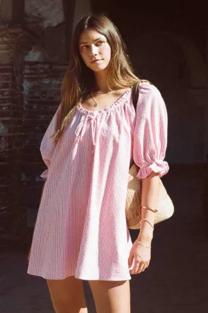 Portofino Dress - Red and White Seer Sucker