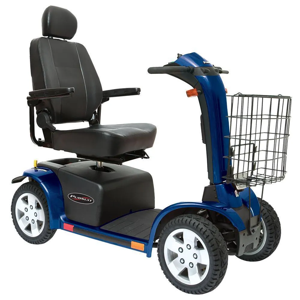 Pride Pursuit ES 4-Wheel Scooter, Reclining High Back Seat w/Sliders and Headrest (18"x18")