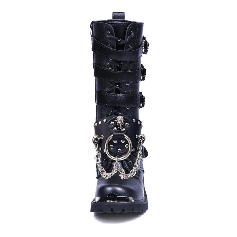 Punk motorcycle boots