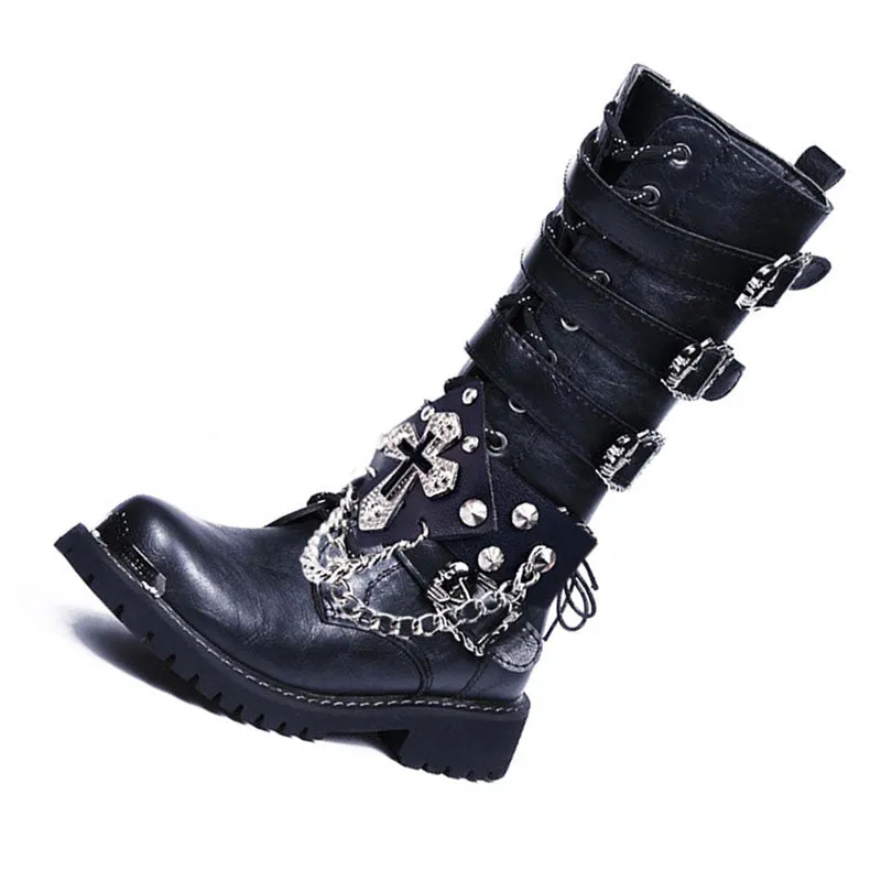 Punk motorcycle boots