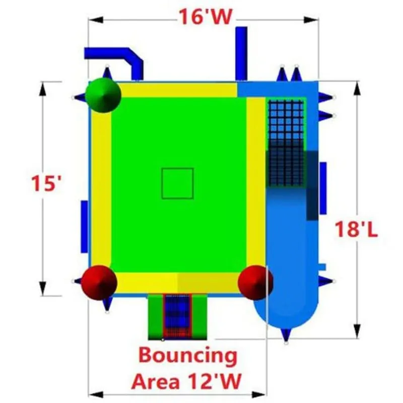 Rainbow Castle Bounce House Combo Wet n Dry with Slide