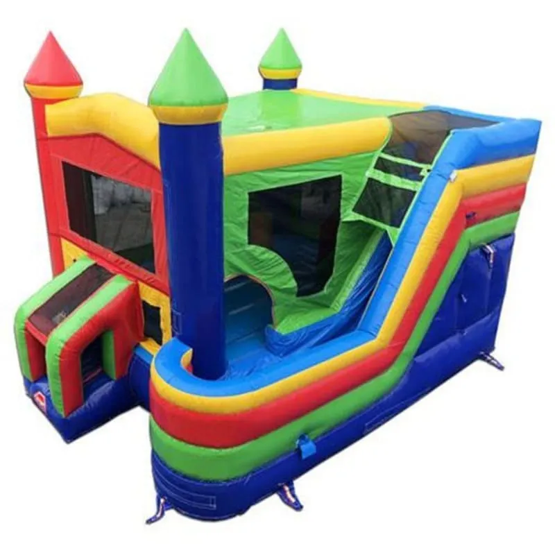 Rainbow Castle Bounce House Combo Wet n Dry with Slide