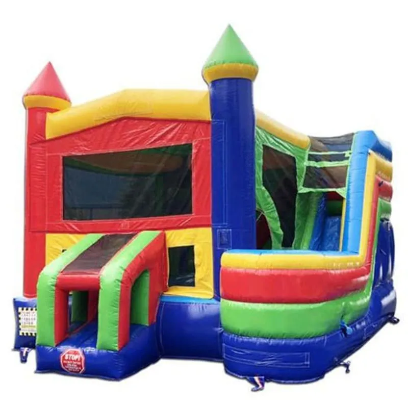 Rainbow Castle Bounce House Combo Wet n Dry with Slide