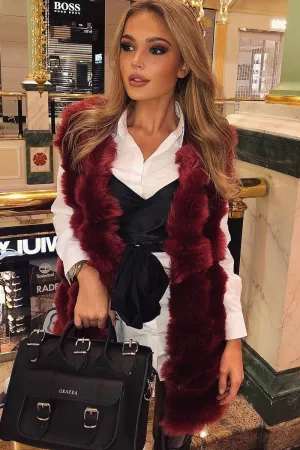Red Faux Fur Gilet - Shelby