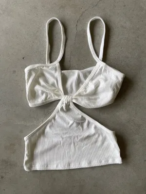 Ribbed Side Cuts Top | White
