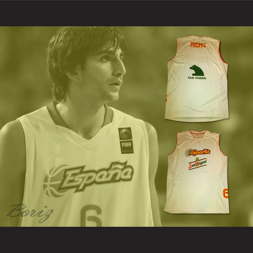 Ricky Rubio 6 Espana Spain National Team White Basketball Jersey