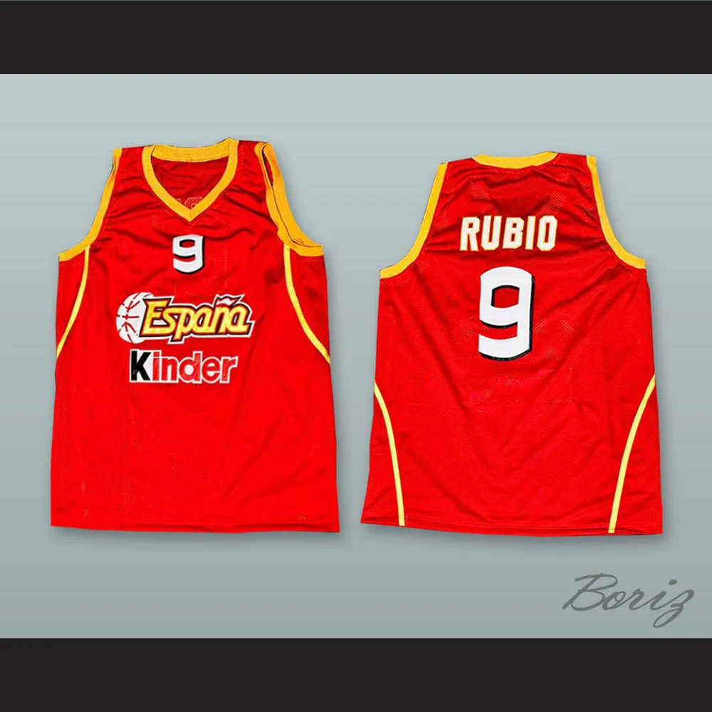 Ricky Rubio 9 Espana Spain National Team Red Basketball Jersey