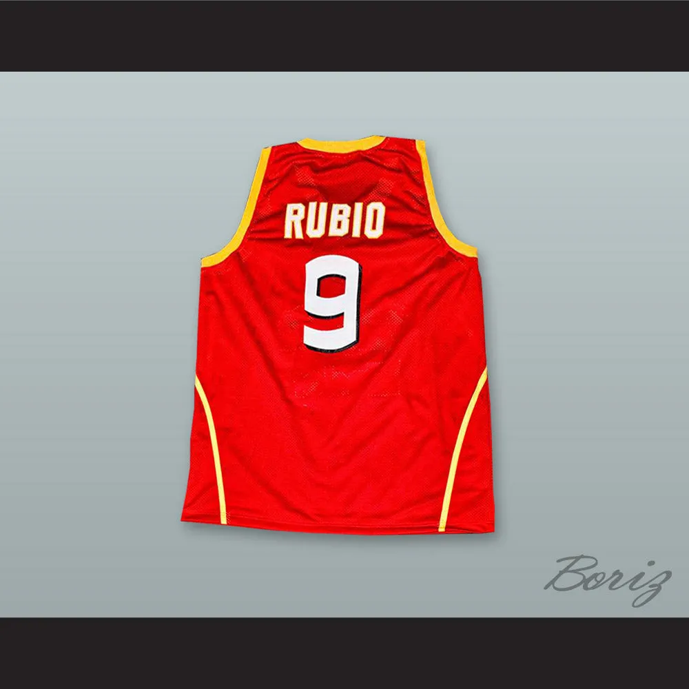 Ricky Rubio 9 Espana Spain National Team Red Basketball Jersey
