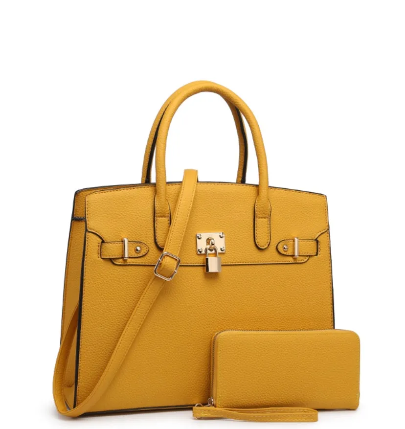 Satchel Handbag and Wallet Set