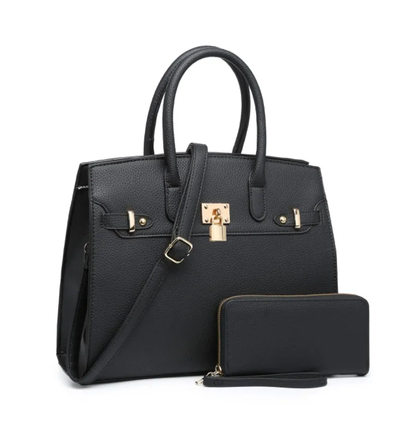 Satchel Handbag and Wallet Set