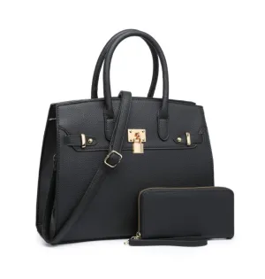 Satchel Handbag and Wallet Set