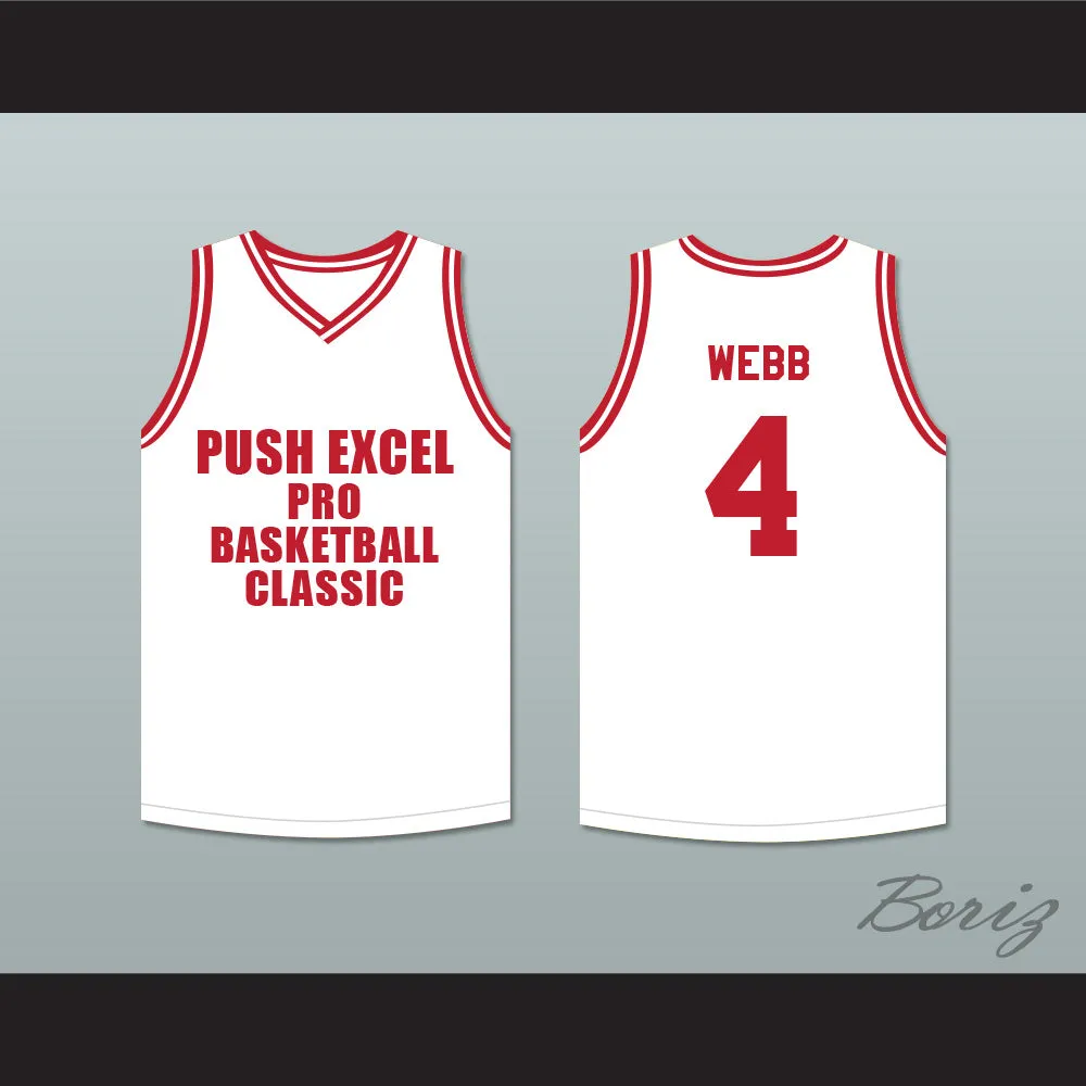 Spud Webb 4 Push Excel Pro Basketball Classic White Basketball Jersey 1988 Charity Event