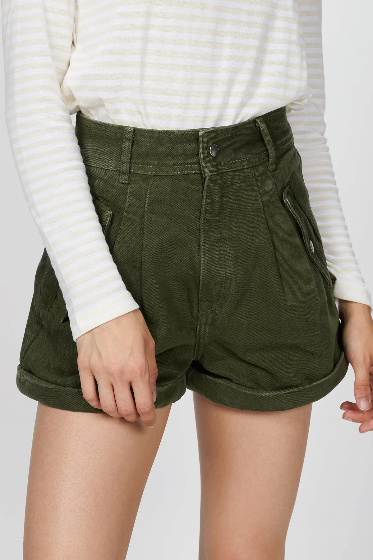 STRETCH-LINEN CARGO SHORTS